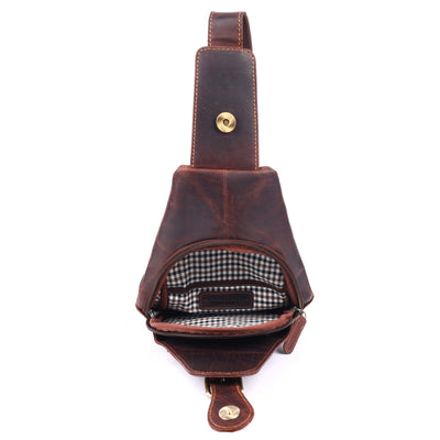 Jasper – Vintage Leather Crossbody Sling Bag for Men Brown