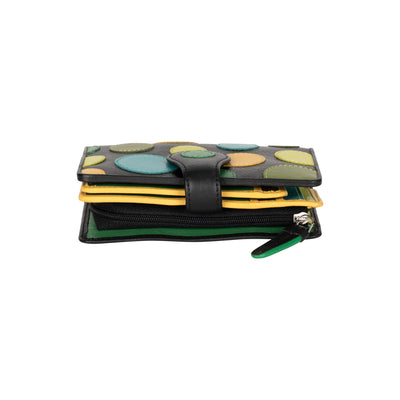 Colorful Polka Dot Leather Wallet, Handcrafted Genuine Leather, Medium Coin Zip Purse - Greenwood Leather