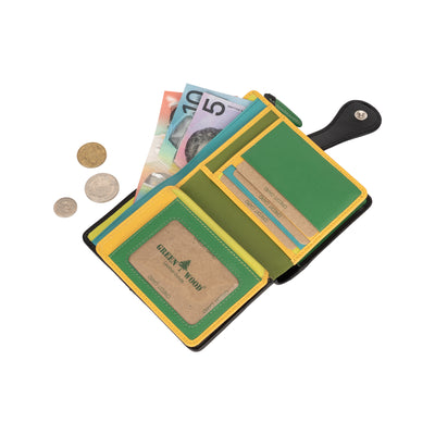 Colorful Polka Dot Leather Wallet, Handcrafted Genuine Leather, Medium Coin Zip Purse - Greenwood Leather