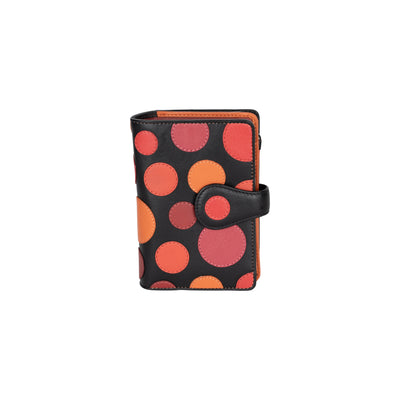 Colorful Polka Dot Leather Wallet Medium Coin Zip Purse RFID Safe - Greenwood Leather