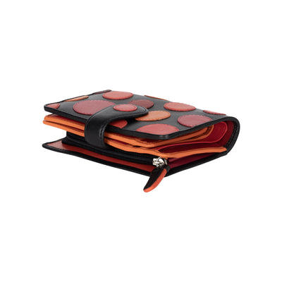 Colorful Polka Dot Leather Wallet Medium Coin Zip Purse RFID Safe - Greenwood Leather