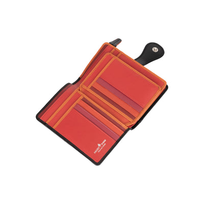 Colorful Polka Dot Leather Wallet Medium Coin Zip Purse RFID Safe - Greenwood Leather