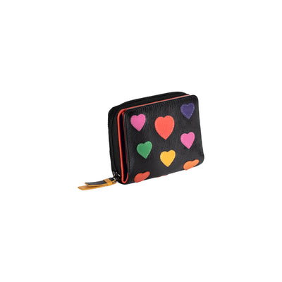 Heart Leather Wallet for Women, Handmade Compact Zip Wallet - Greenwood Leather