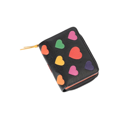 Heart Leather Wallet for Women, Handmade Compact Zip Wallet - Greenwood Leather