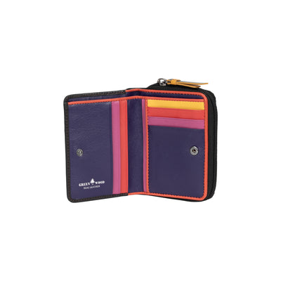 Heart Leather Wallet for Women, Handmade Compact Zip Wallet - Greenwood Leather