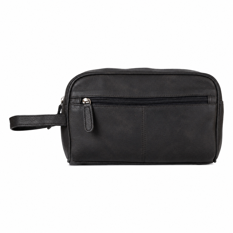 Leather Toiletry Bag Black - Geelong