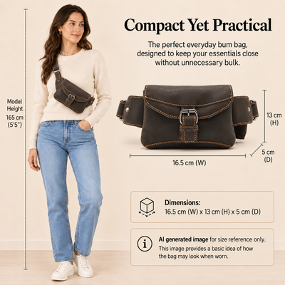 Leather Women Waist Pack Jax - Brown