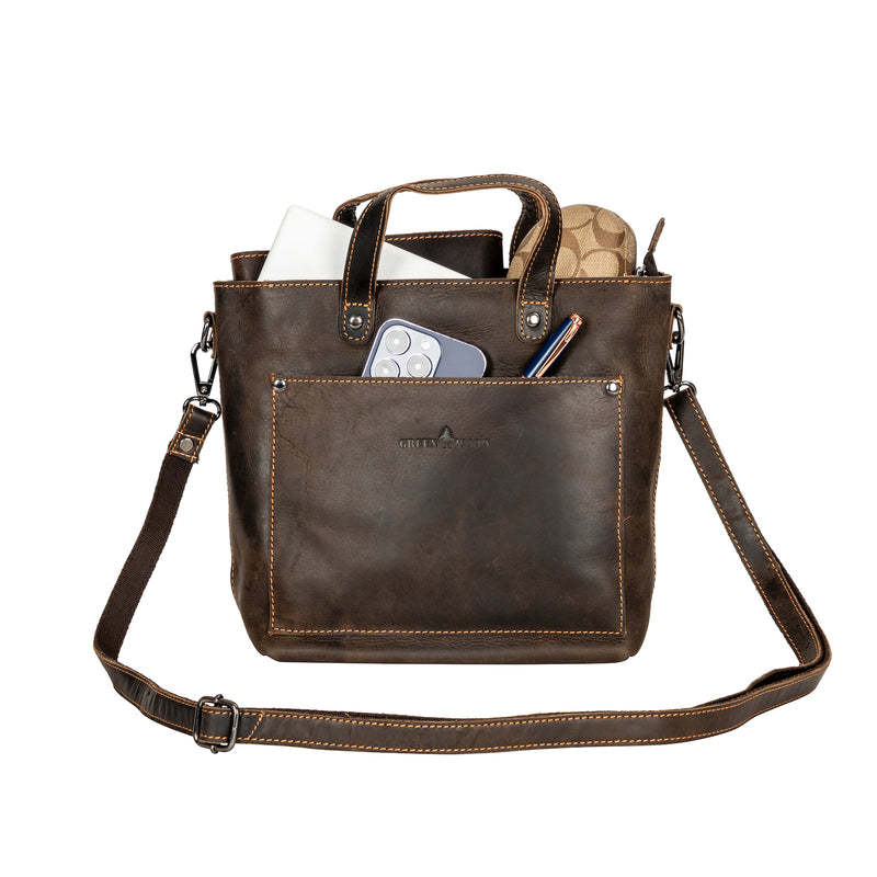 MINI CROSSBODY TOTE BAG PANAMA - Brown - Leather Greenwood Bag | The Greenwood Leather Online Shop Australia