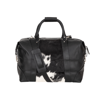 Sable Hair-On Duffle – Black Leather & Cowhide Weekender - Greenwood Leather