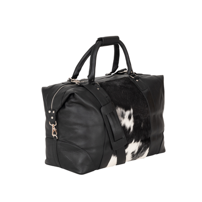 Sable Hair-On Duffle – Black Leather & Cowhide Weekender - Greenwood Leather