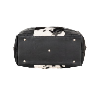 Sable Hair-On Duffle – Black Leather & Cowhide Weekender - Greenwood Leather