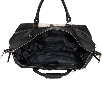 Sable Hair-On Duffle – Black Leather & Cowhide Weekender - Greenwood Leather