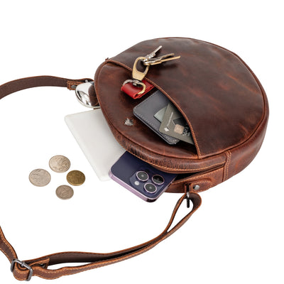Circle Luxe – Sandel Leather Crossbody Bag - Greenwood Leather