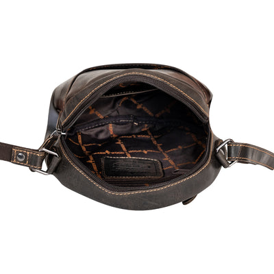 Circle Luxe – Brown Leather Crossbody Bag - Greenwood Leather