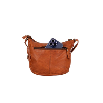 UrbanEase – Cognac Washed Leather Crossbody Bag - Greenwood Leather
