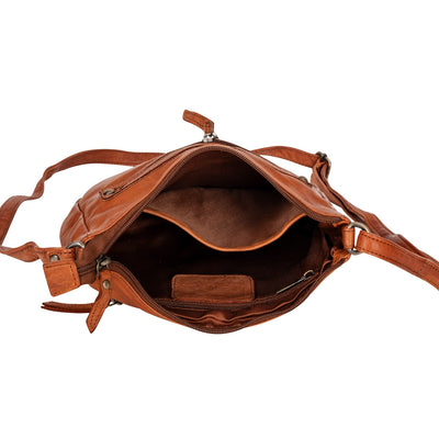 UrbanEase – Cognac Washed Leather Crossbody Bag - Greenwood Leather