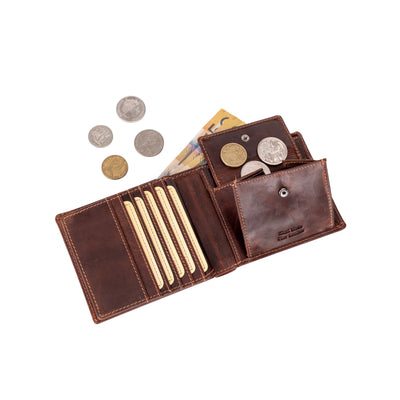 Mason RFID Leather Wallet with Coin Pocket – Sandel - Greenwood Leather