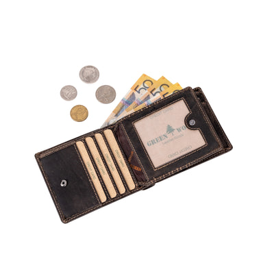 Mason RFID Leather Wallet with Coin Pocket – Brown