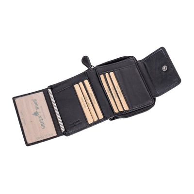 Women's Leather Wallet Tina - Balck - Greenwood Leather