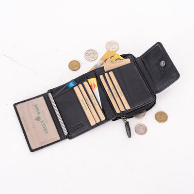 Women's Leather Wallet Tina - Balck - Greenwood Leather