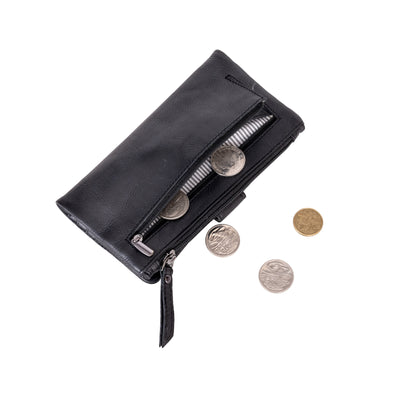 Leather Women Wallet Katie Black - Greenwood Leather