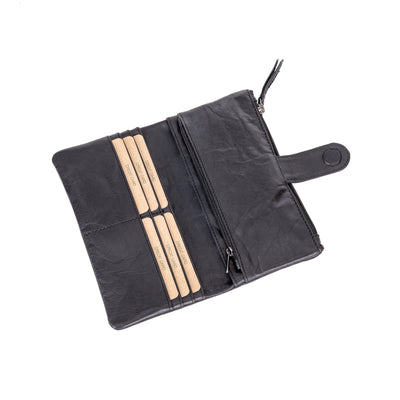 Leather Women Wallet Katie Black - Greenwood Leather