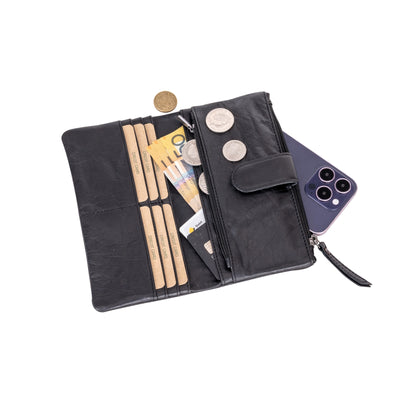 Leather Women Wallet Katie Black - Greenwood Leather