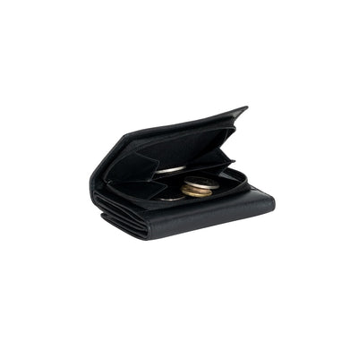 The Harvest — Women's Black Leather Bifold Wallet with Zip Coin Purse & RFID Protection
