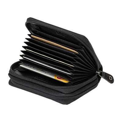Nolan Zip Card Wallet Black - Greenwood Leather