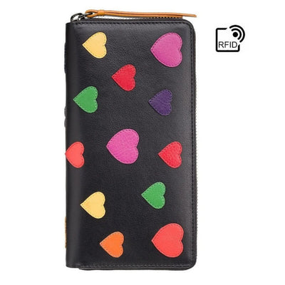 WOMEN'S ZIP AROUND WALLET - THE HEART GWLV05 - Greenwood Leather
