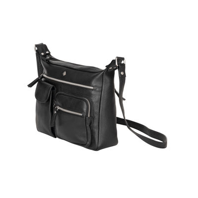Aspen Multi-Pocket Leather Crossbody Bag – Classic Black - Greenwood Leather