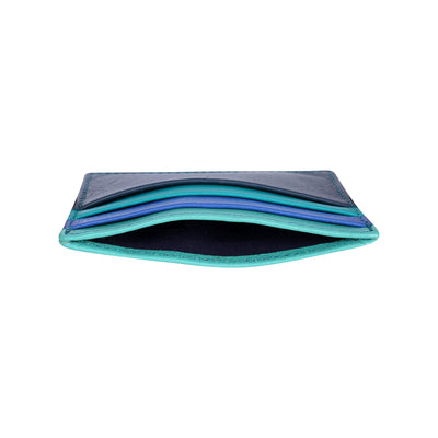 Credit Debit Leather Card Holder Blue Multi - Gianna - Leather Greenwood Bag | The Greenwood Leather Online Shop Australia
