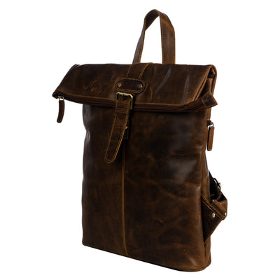Birchwood Roll-Top Leather Backpack – Vintage Full Grain Leather Laptop Backpack | Medium & Large - Greenwood Leather