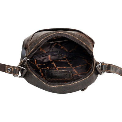 Circle Luxe – Brown Leather Crossbody Bag - Greenwood Leather