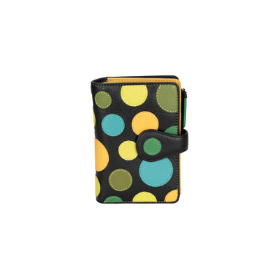 Colorful Polka Dot Leather Wallet, Handcrafted Genuine Leather, Medium Coin Zip Purse - Greenwood Leather