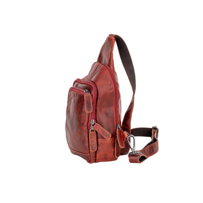 Leather Sling Bag Red-waxy Auckland - Greenwood Leather