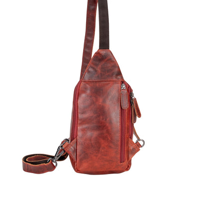 Leather Sling Bag Red-waxy Auckland - Greenwood Leather