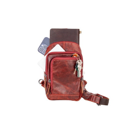 Leather Sling Bag Red-waxy Auckland - Greenwood Leather
