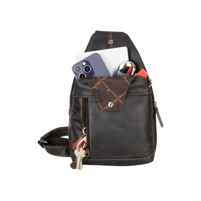 Ranger Dark Brown Leather Sling Bag – Chest Crossbody - Greenwood Leather