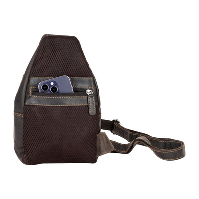 Ranger Dark Brown Leather Sling Bag – Chest Crossbody - Greenwood Leather