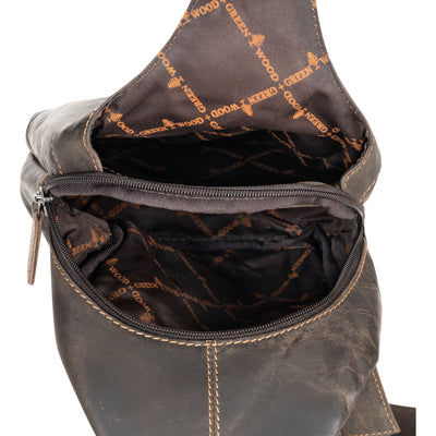 Ranger Dark Brown Leather Sling Bag – Chest Crossbody - Greenwood Leather