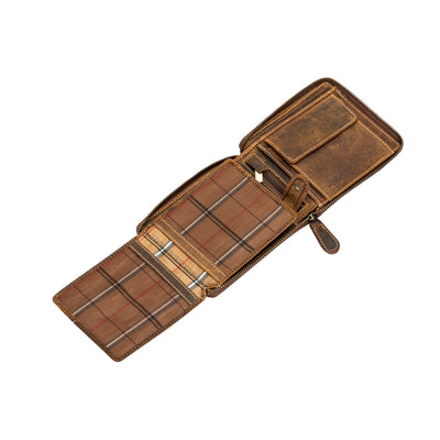 The Roadster Biker Wallet — Vintage Hunter Leather Zip Wallet