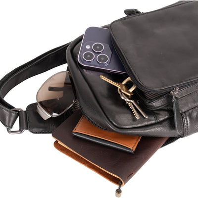 Greenwood Leather Crossbody Bag Black - Hamilton - Greenwood Leather