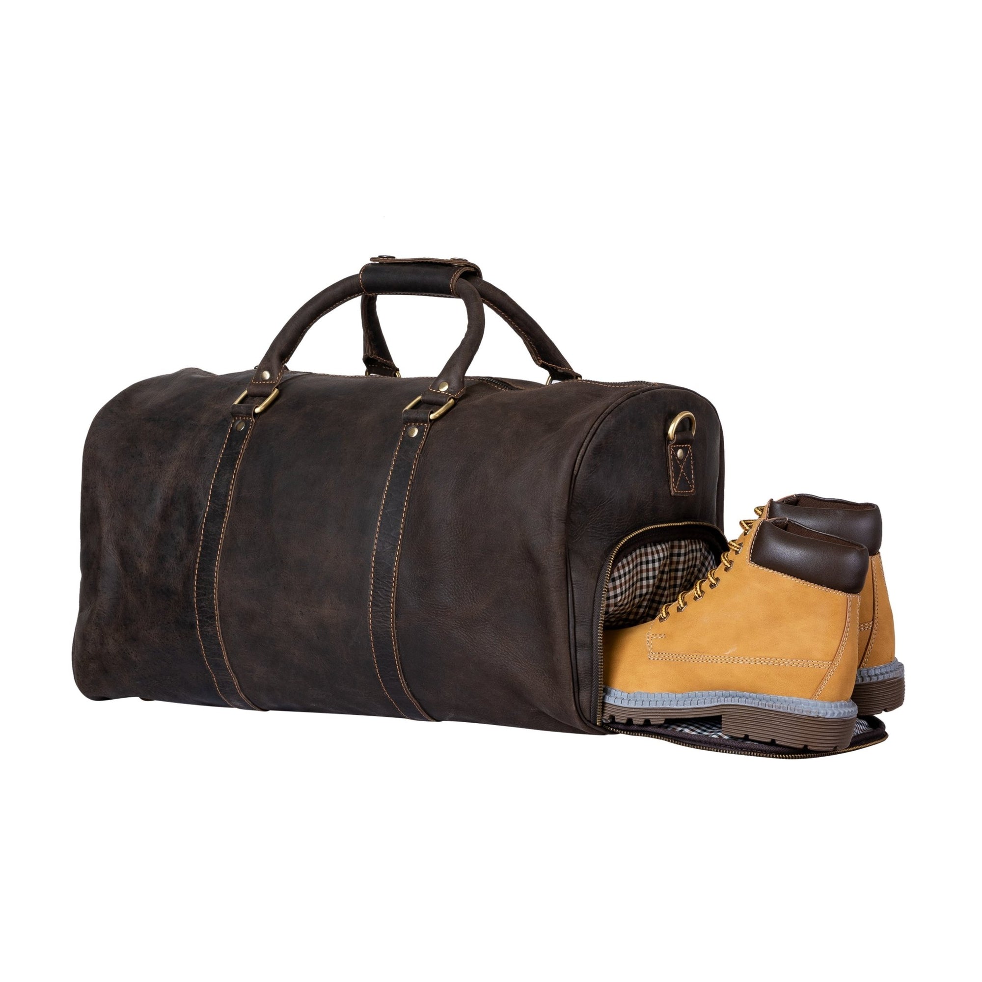 Greenwood Leather Overnight Bag Milan - Rugged Leather - Brown - Greenwood Leather