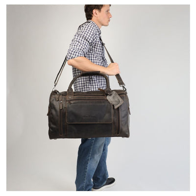 Greenwood Leather Travel Bag Large - Casual Vintage Look Brown - Greenwood Leather