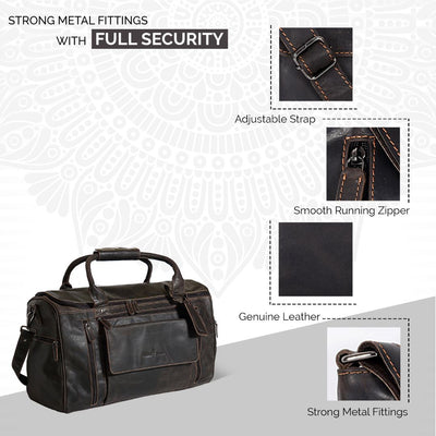 Greenwood Leather Travel Bag Large - Casual Vintage Look Brown - Greenwood Leather
