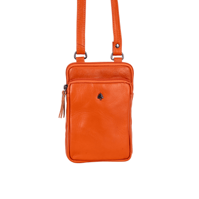 Greenwood Oslo Compact Crossbody – Orange Leather - Greenwood Leather