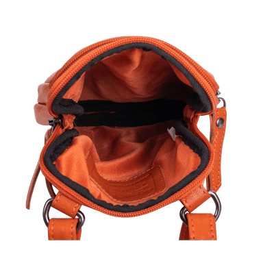 Greenwood Oslo Compact Crossbody – Orange Leather - Greenwood Leather