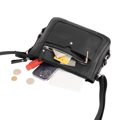 Harper Compact Leather Crossbody Bag – Classic Black - Greenwood Leather