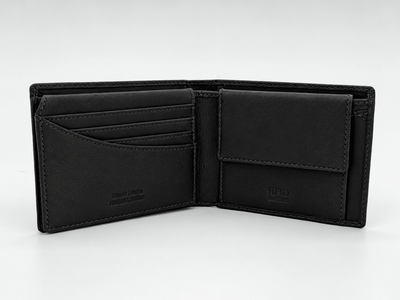 Hawthorn – Men’s Leather Bifold Wallet with Coin Pocket, RFID Blocking, Black - Greenwood Leather